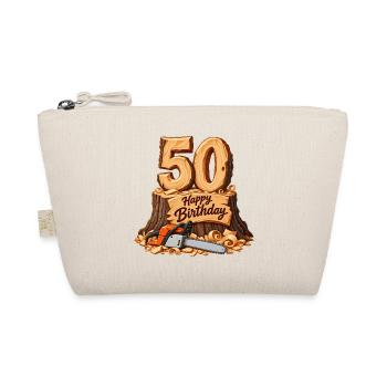 50. Geburtstag , Motorsäge - Bio-Täschchen - Natur - Vorne