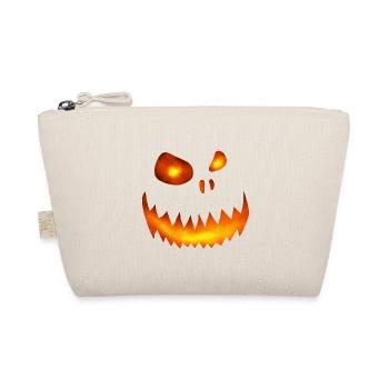 Schiefes Monstergesicht Feuerglut - Halloween - Bio-Täschchen - Natur - Vorne