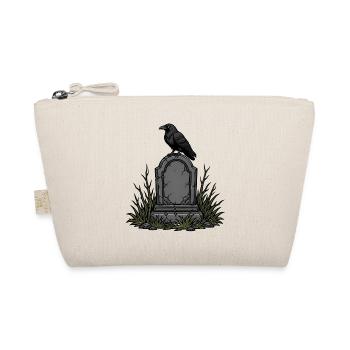 Halloween Grabstein Rabe Friedhof Grusel Shirt - Bio-Täschchen - Natur - Vorne