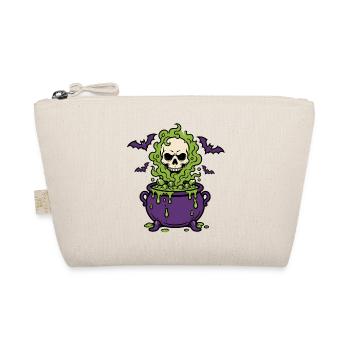 Halloween Hexenkessel Totenkopf Dampf Shirt - Bio-Täschchen - Natur - Vorne