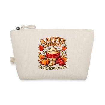 Kaffee zuerst Lustiges Herbst Shirt für Kaffeefans - Bio-Täschchen - Natur - Vorne