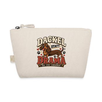 Dackel statt Drama – Lustiges Dackel Design - Bio-Täschchen - Natur - Vorne