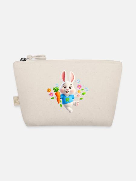 Süßer Hase mit Karotte – Buchstabe R - Bio-Täschchen - Natur