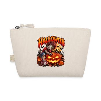 Zombie-Kind am Halloween-Pumpkin - Bio-Täschchen - Natur - Vorne