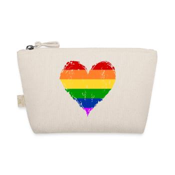 Regenbogen Herz used - Bio-Täschchen - Natur - Vorne