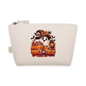 Halloween Geist mit Kürbisschatz - Bio-Täschchen - Natur - Vorne