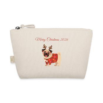 Merry Christmas 2026 Mops Weihnachten Hund - Bio-Täschchen - Natur - Vorne