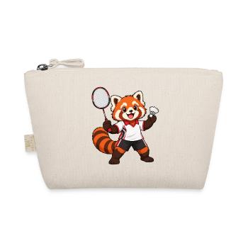 Badminton Red Panda mit Schläger und Federhahn - Bio-Täschchen - Natur - Vorne