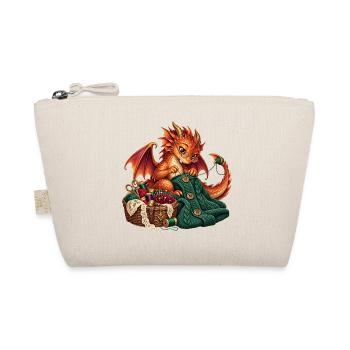Strickender Drache mit Wolle - Bio-Täschchen - Natur - Vorne
