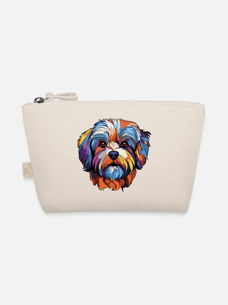 Bunter Hund Kopf Kunst - Bio-Täschchen - Natur