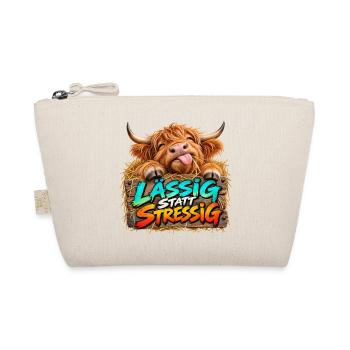 Lässig statt Stressig – Fröhlicher Bullenlook - Bio-Täschchen - Natur - Vorne