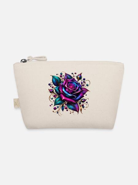 Neonrose mit Goldakzenten - Bio-Täschchen - Natur