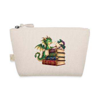 Drachenlesezauber auf Bücherstapel - Bio-Täschchen - Natur - Vorne