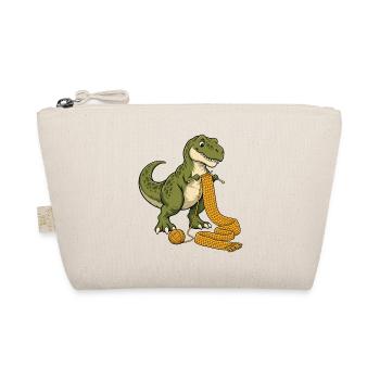 Strickender T-Rex - Bio-Täschchen - Natur - Vorne