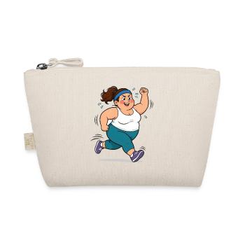 Korpulente Comic Frau beim Jogging Sport Spaß Shir - Bio-Täschchen - Natur - Vorne