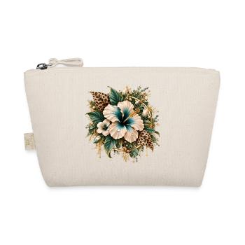 Goldene Hibiskus-Blüten mit Leoparden-Print - Bio-Täschchen - Natur - Vorne