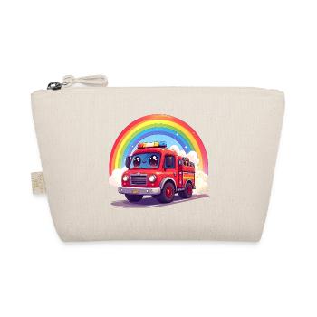 Kawaii Feuerwehr mit Regenbogen und Rauch Shirt - Bio-Täschchen - Natur - Vorne