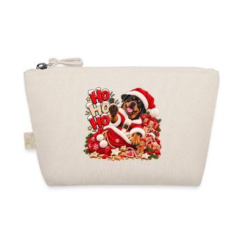 Weihnachtshund im Santa Outfit - Bio-Täschchen - Natur - Vorne