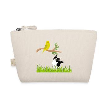 Sonniger Singvogel und Neugierige Katze - Bio-Täschchen - Natur - Vorne