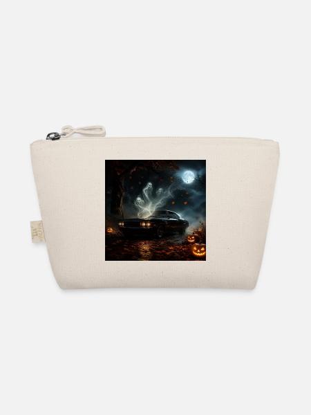 Geisterauto Halloween-Mond - Bio-Täschchen - Natur