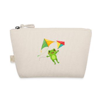Grüner Comic Frosch mit zwei Flugdrachen Shirt - Bio-Täschchen - Natur - Vorne