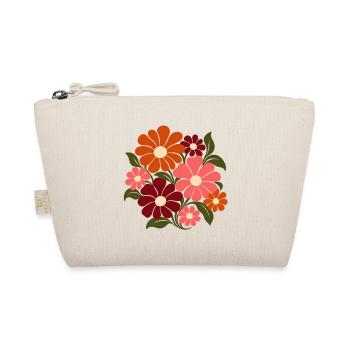 Retro Blumen – Flower Power in Orange und Rosa - Bio-Täschchen - Natur - Vorne