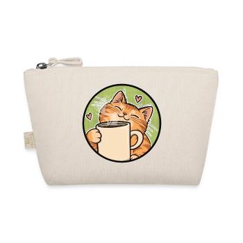 Cozy Cat Coffee Heart Illustration - Bio-Täschchen - Natur - Vorne