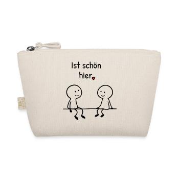 Ist schön hier. | Zwei Figuren mit Herz - Bio-Täschchen - Natur - Vorne