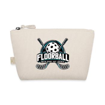 Floorball Logo Ball mit Schlägern - Bio-Täschchen - Natur - Vorne