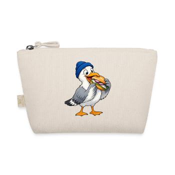 Möwe mit Beanie & Fischbrötchen – Küste - Bio-Täschchen - Natur - Vorne