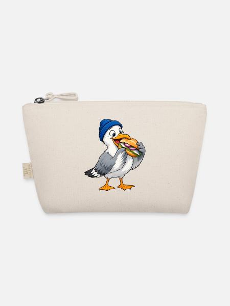 Möwe mit Beanie & Fischbrötchen – Küste - Bio-Täschchen - Natur