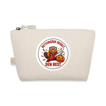 Kettensäge Kürbis Biber Holzfäller Forst T-Shirt - Bio-Täschchen - Natur - Vorne