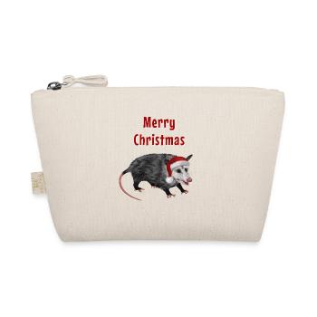 Merry Christmas Opossum - Mit Weihnachtsmütze - Bio-Täschchen - Natur - Vorne