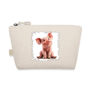 Fröhliches Schweinchen Cartoon - Bio-Täschchen - Natur - Vorne