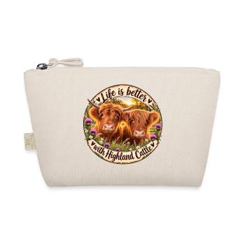 Life is better with Highland Cattle Rindermotiv - Bio-Täschchen - Natur - Vorne