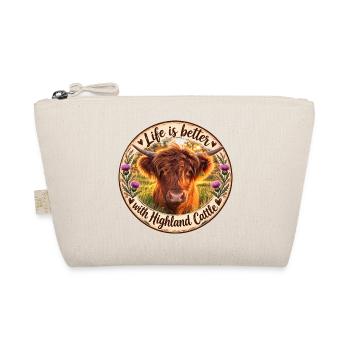 Life is better with Highland Cattle Kuh Motiv - Bio-Täschchen - Natur - Vorne