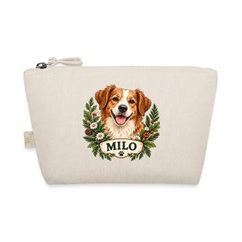 Hund Milo mit Blumenkranz - Bio-Täschchen - Natur - Vorne