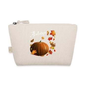 Autumn - Kürbis mit bunten Herbstblättern - Bio-Täschchen - Natur - Vorne