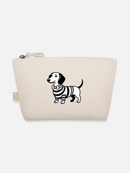 Dackel Hund mit Fliege Dackelliebe Kinder T-Shirt - Bio-Täschchen - Natur