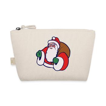 Fetter Cartoon-Weihnachtsmann mit Sack - Bio-Täschchen - Natur - Vorne