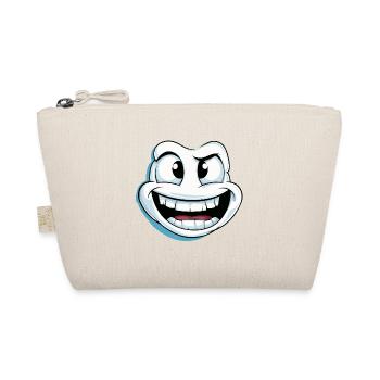 Happy Laughing Cartoon-Gesicht in weißer Farbe - Bio-Täschchen - Natur - Vorne