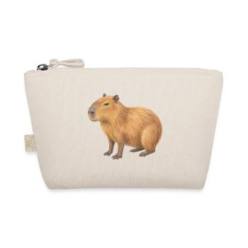 Capybara-Tierzeichnung mit Buntstiften - Bio-Täschchen - Natur - Vorne