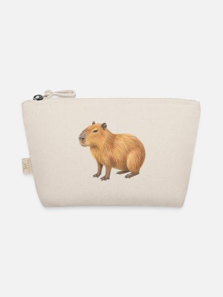 Capybara-Tierzeichnung mit Buntstiften - Bio-Täschchen - Natur