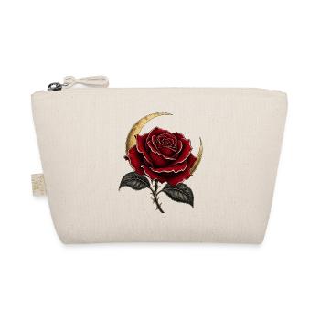 Dunkle Rose mit Mondsichel – Gothic Art - Bio-Täschchen - Natur - Vorne