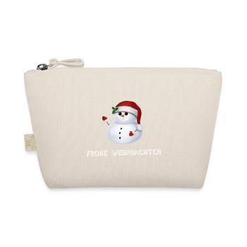 Frohe Weihnachten Schneemann - Weihnachtsmütze - Bio-Täschchen - Natur - Vorne