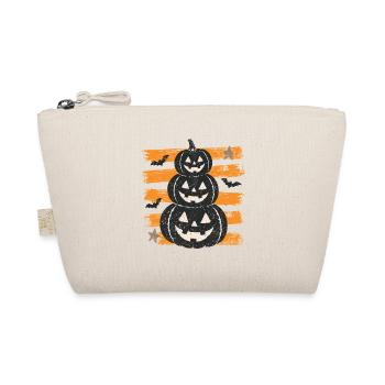 Halloween-Kürbisse auf orangefarbenen Streifen - Bio-Täschchen - Natur - Vorne