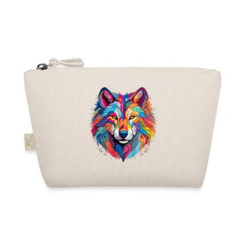 Bunter Wolf – farbiges Tiermotiv - Bio-Täschchen - Natur - Vorne