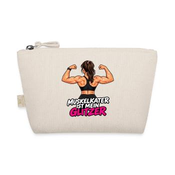 Muskelkater ist mein Glitzer -Damen Fitness Outfit - Bio-Täschchen - Natur - Vorne