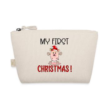 Erste Weihnachten, Ferkelbaby, Englisch - Bio-Täschchen - Natur - Vorne