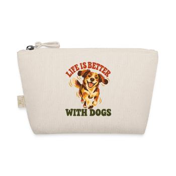 Das Leben ist besser mit Hunden – Happy Dog Retro Art - Bio-Täschchen - Natur - Vorne